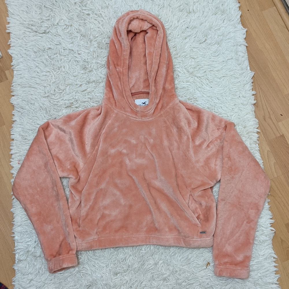 Hollister Cozy Faux Fur Pullover Crop Hoodie